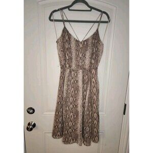 Banana Republic Spaghetti Strap Snake Print Dress Tan Small